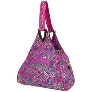 High End Oriental Silk Damask Handbag-Fuchsia